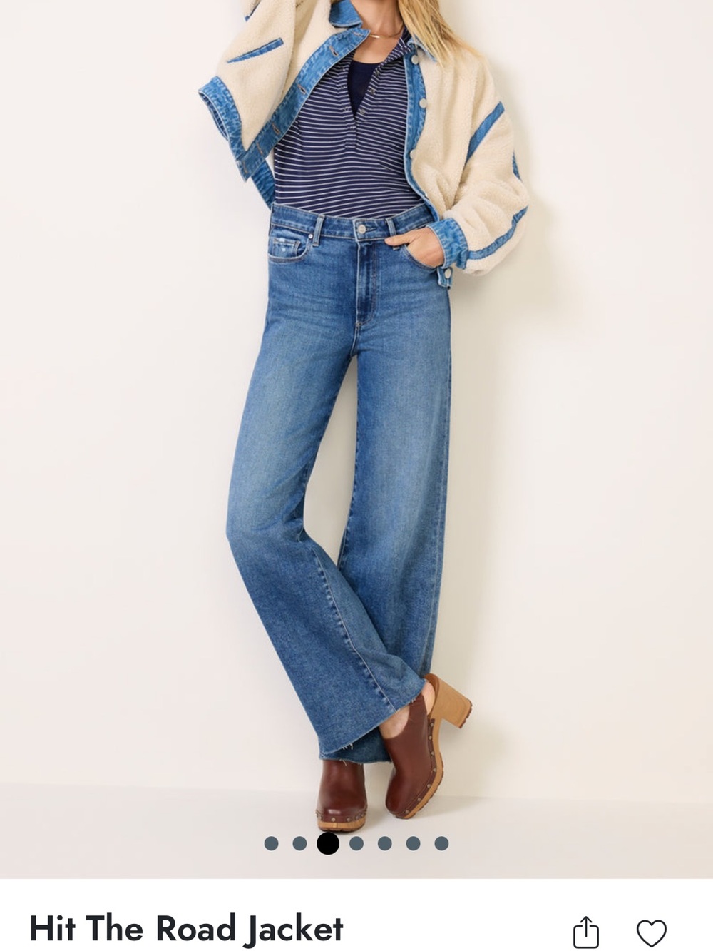 Blank NYC Cream Sherpa Jacket with Blue Denim Trim - Picture 9 of 10